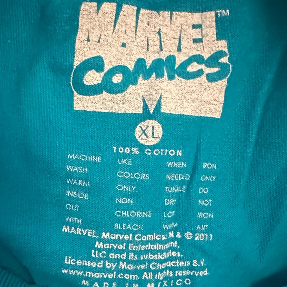 Marvel Comics Teal T-Shirt, XL - Picture 2 of 4